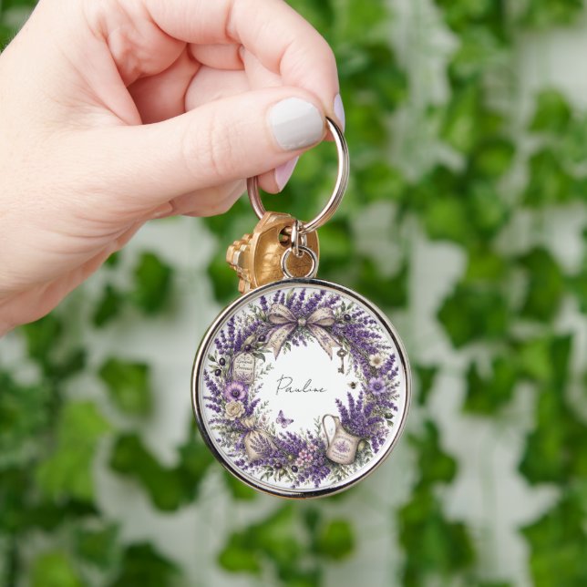 personalised vintage provence lavender monogram  key ring (Hand)