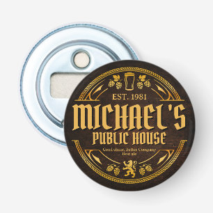 Personalised Vintage Pub Sign Rustic Wood Bottle Opener
