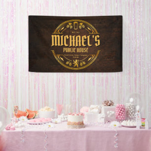 Personalised Vintage Pub Sign Vinyl Banner