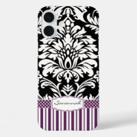 Personalised Vintage Purple Damask Love Bird
