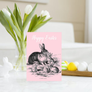 Personalised vintage rabbit family card