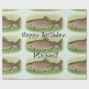 Personalised Vintage Rainbow Trout Wrapping Paper