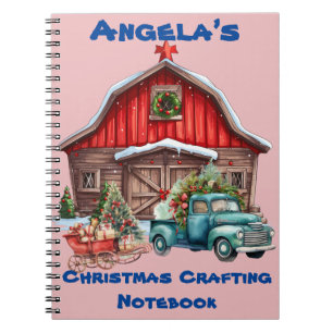 Personalised Vintage Red Barn, Pickup Truck Craft Notebook