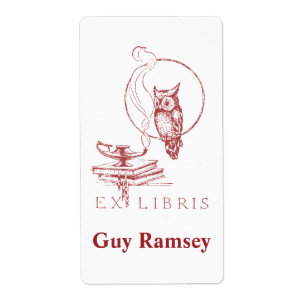 Personalised Vintage Red Owl Bookplate