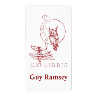 Personalised Vintage Red Owl Bookplate