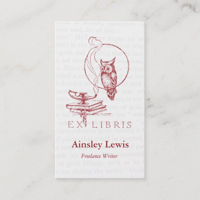 Personalised Vintage Red Owl Collage Business Card (Front)