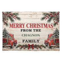 Personalised Vintage Red Truck Christmas Placemat