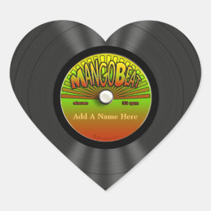 Personalised Vintage Reggae Vinyl Record Heart Sticker