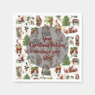 Personalised Vintage Retro Christmas Festive Napkin