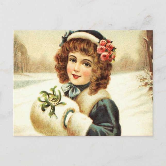 Personalised Vintage Retro Christmas Postcard (Front)