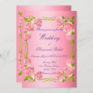Personalised vintage romantic roses invitation