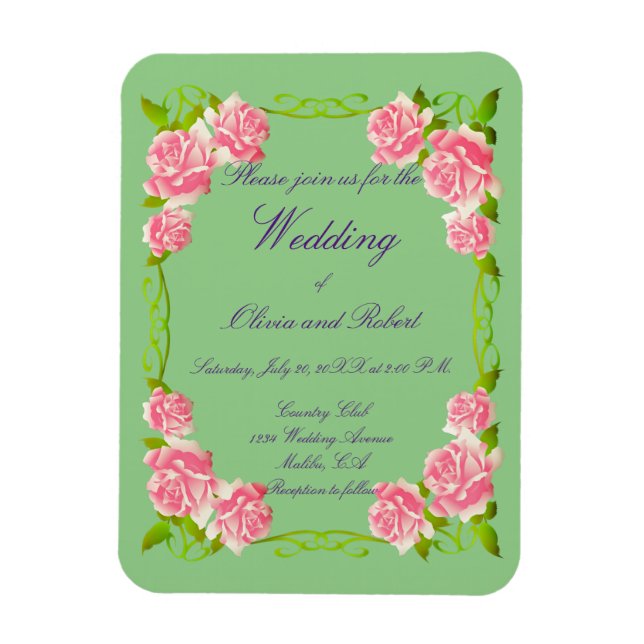 Personalised vintage romantic roses magnet (Vertical)