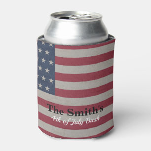 Personalised Vintage Rustic American Flag Can Cooler