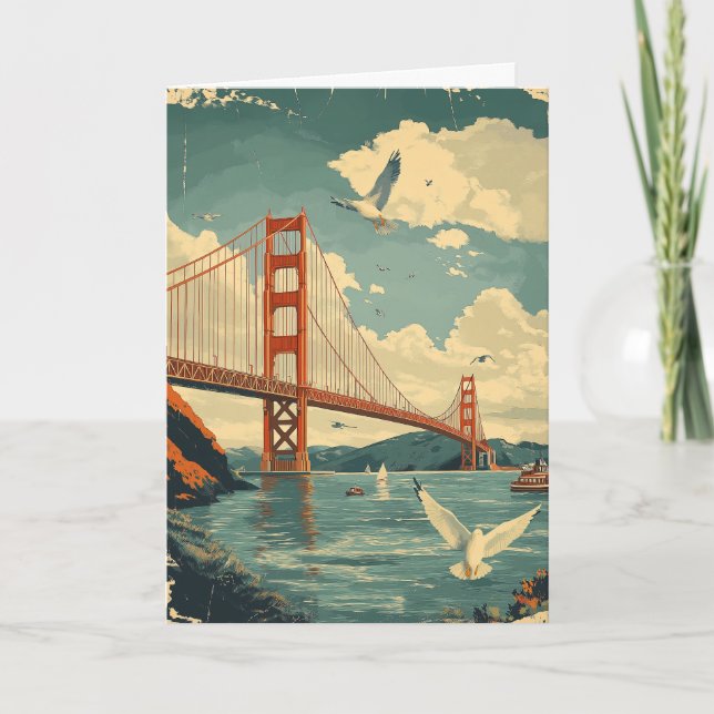 Personalised Vintage SF Golden Gate Bridge Card (Front)