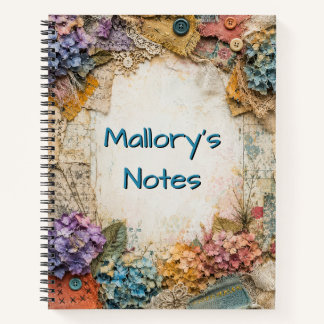 Personalised Vintage Shabby Chic Floral Pressed Notebook