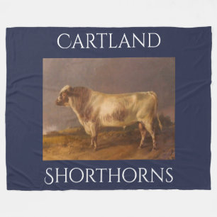 Personalised Vintage Shorthorn Bull Fleece Blanket