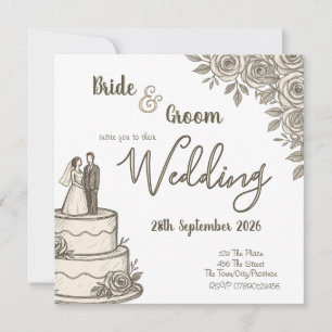 Personalised Vintage Sketch Elegant Calligraphy   Save The Date