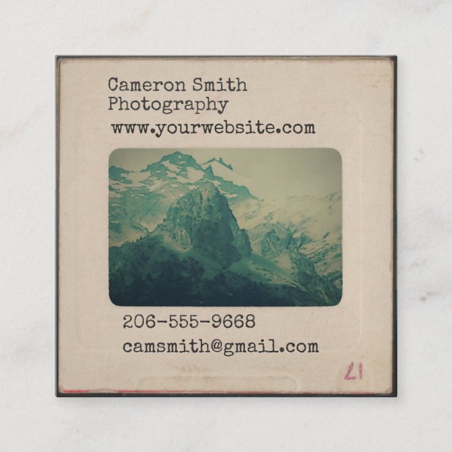 Personalised Vintage Slide business card (Front)