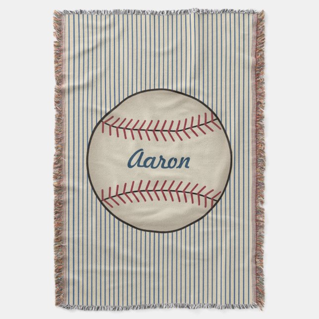 Personalised Vintage Sports Baseball Blanket Gift (Front Vertical)