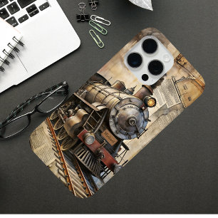 Personalised Vintage Steam Train Retro Travel iPhone 15 Pro Max Case
