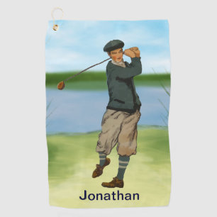 Personalised Vintage style golf scene Towel