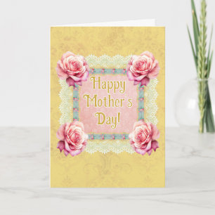 Personalised Vintage Style Yellow Gold Mothers Day Card