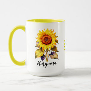 Personalised Vintage Sunflower Mug With Cute Name