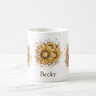 Personalised Vintage Sunflowers Coffee Mug