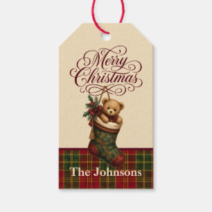 Personalised Vintage Teddy Bear Christmas Stocking Gift Tags