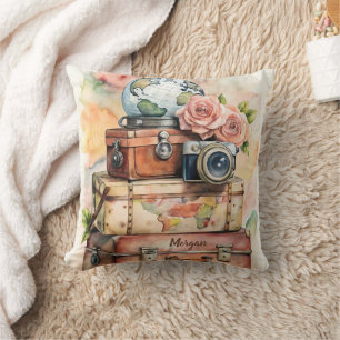 Personalised Vintage Travel Illustration Cushion