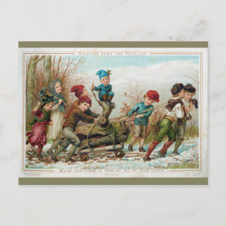 Personalised Vintage Victorian Yule Log Postcard