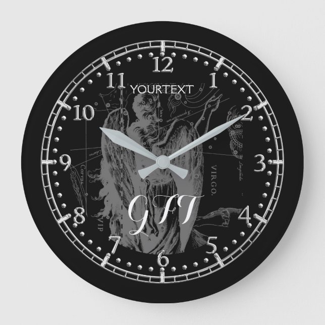 Personalised Vintage Virgo Constellation Zodiac Large Clock (Front)