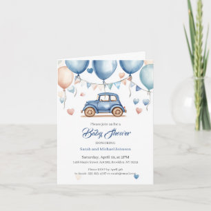 Personalised Vintage Wheels Baby Shower Invitation