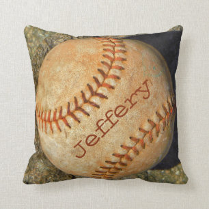 Personalised vintage White Baseball red stitching Cushion