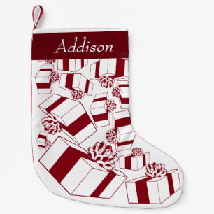 Personalised Vintage White Red Gifts Small Christmas Stocking