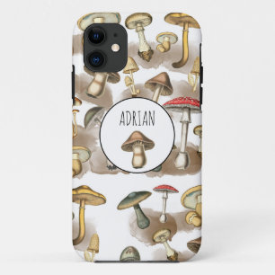 Personalised Vintage Woodland Forest Mushrooms iPhone 11 Case