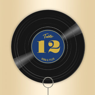 Personalised Vinyl Record Blue Gold Table Number