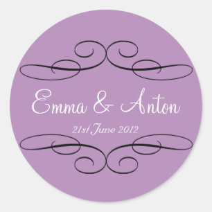 Personalised Violet Filigree Favour  sticker