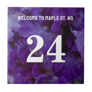 Personalised violet iris House / Apartment Number Ceramic Tile