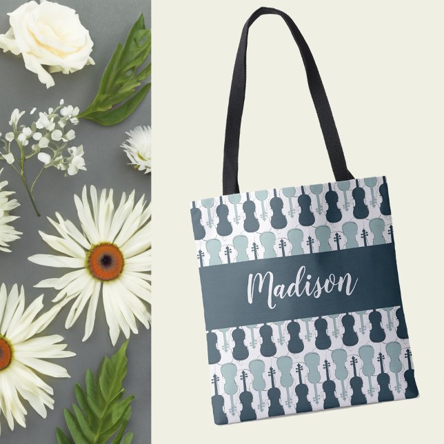 Personalised Violin or Viola Instrument Music Gift Tote Bag (Personalized violin or viola tote bag.)