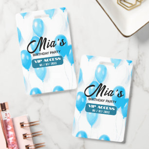 Personalised VIP Birthday Party Access Blue ID Badge