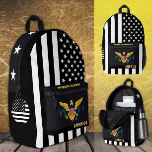 Personalised Virgin Islands bag, American Flag Printed Backpack