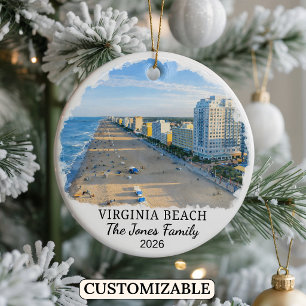Personalised Virginia Beach Ornament, Virginia Ceramic Ornament