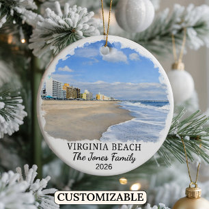 Personalised Virginia Beach Ornament, Virginia Ceramic Ornament