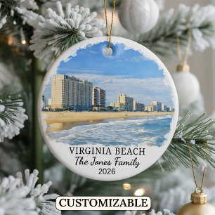 Personalised Virginia Beach Ornament, Virginia Ceramic Ornament