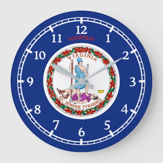 Personalised Virginia State Flag Design on a Large Clock (Front)