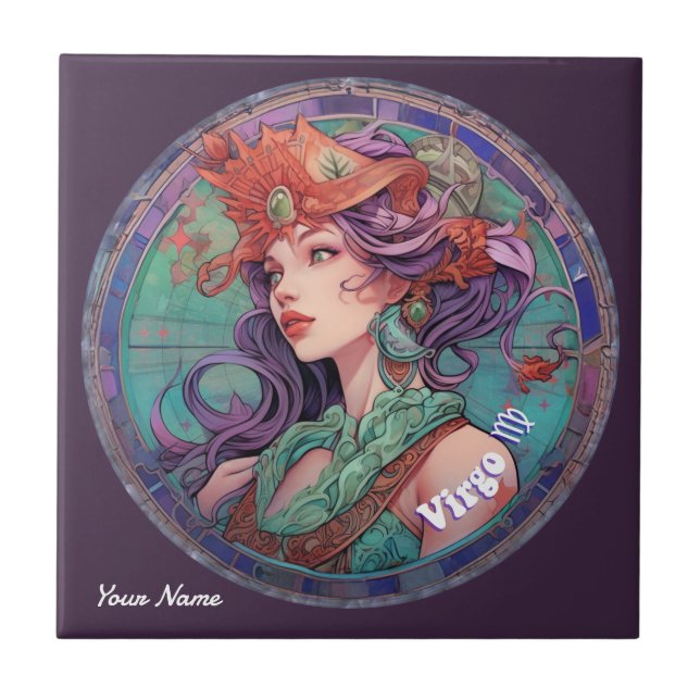 Personalised Virgo Zodiac  Ceramic Tile (Front)