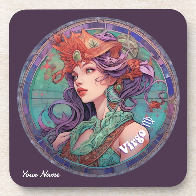 Personalised Virgo Zodiac  Coaster (Front)