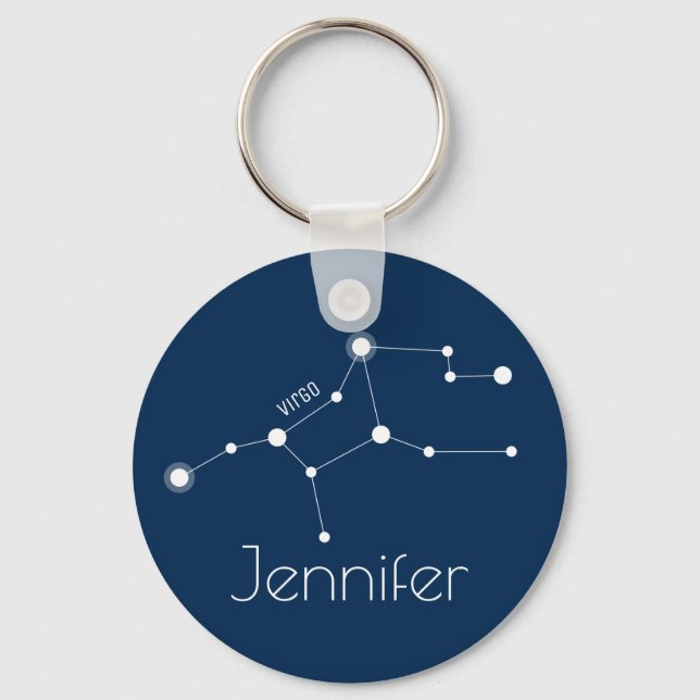 Personalised Virgo Zodiac Constellation Key Ring (Front)