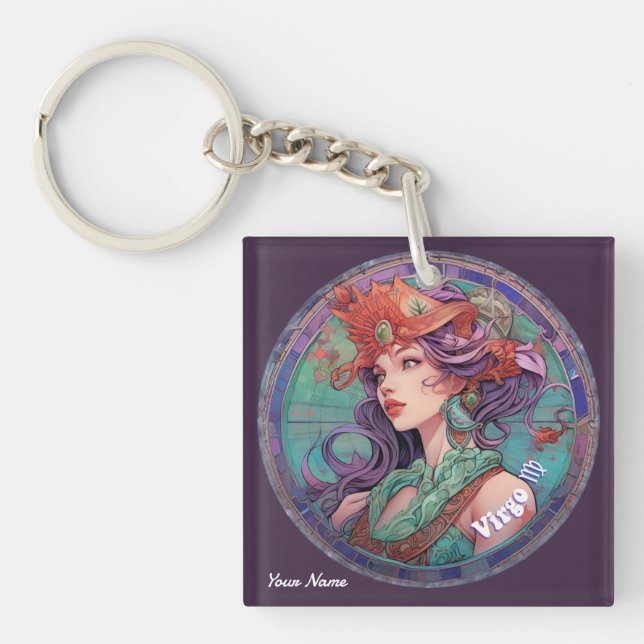 Personalised Virgo Zodiac  Key Ring (Front)